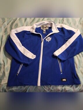 Vintage 90s Toronto Maple Leafs NHL Hockey Fleece Zip‎ Up Sweater Men's Size XL